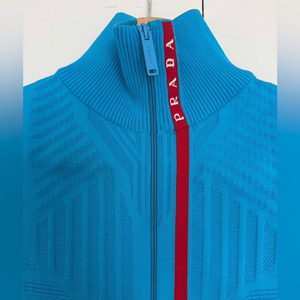 PradaTurquoise Zip-Up Knit bodysuit